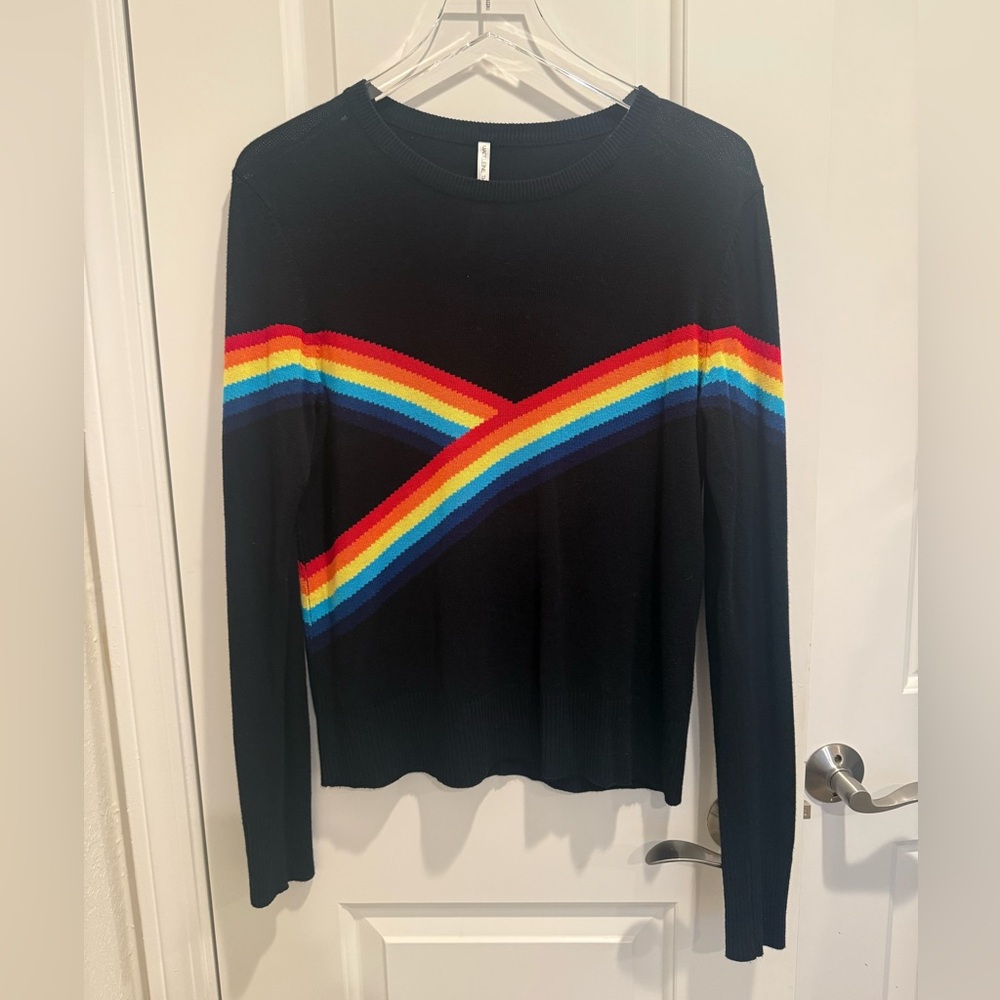 SPIRITUAL GANGSTER X MADELEINE THOMPSON Beatrice Rainbow Sweater Black size M - Picture 4 of 9